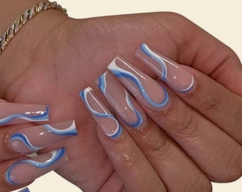 Baby Blue Nails Etsy Baby Blue Nails Etsy