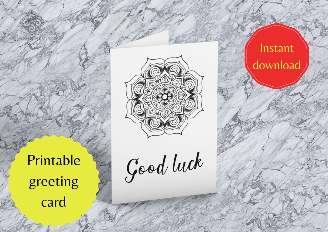 PRINTABLE Good Luck Greeting Card Colour Yourself Black and White ...