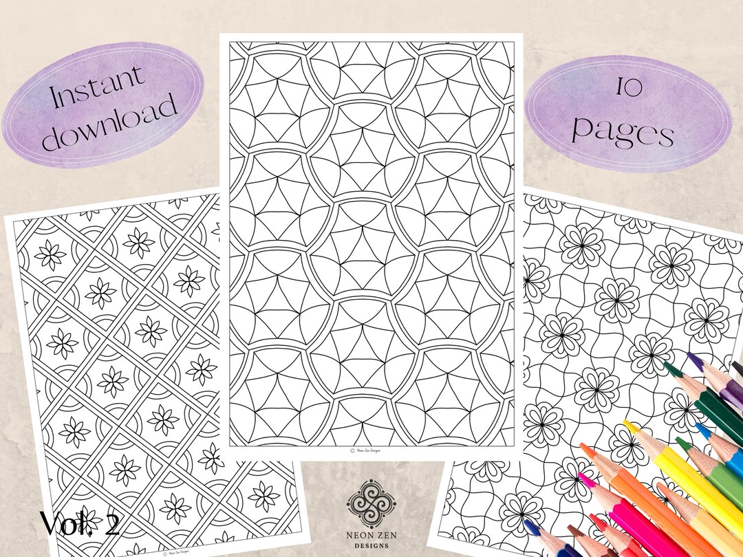 PRINTABLE Zen Colouring Pages, Pack of 10 Geometric Colouring Sheets ...