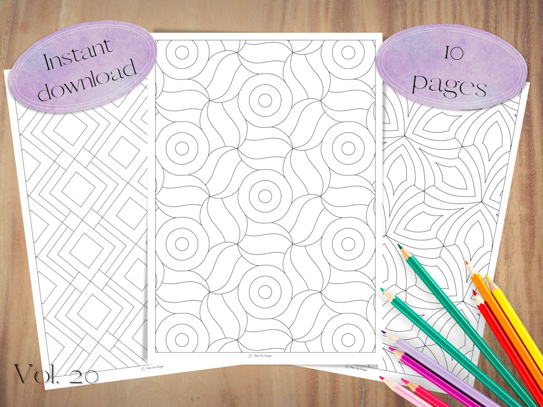 PRINTABLE Geometric Colouring Pages, Abstract Colouring, Simple ...