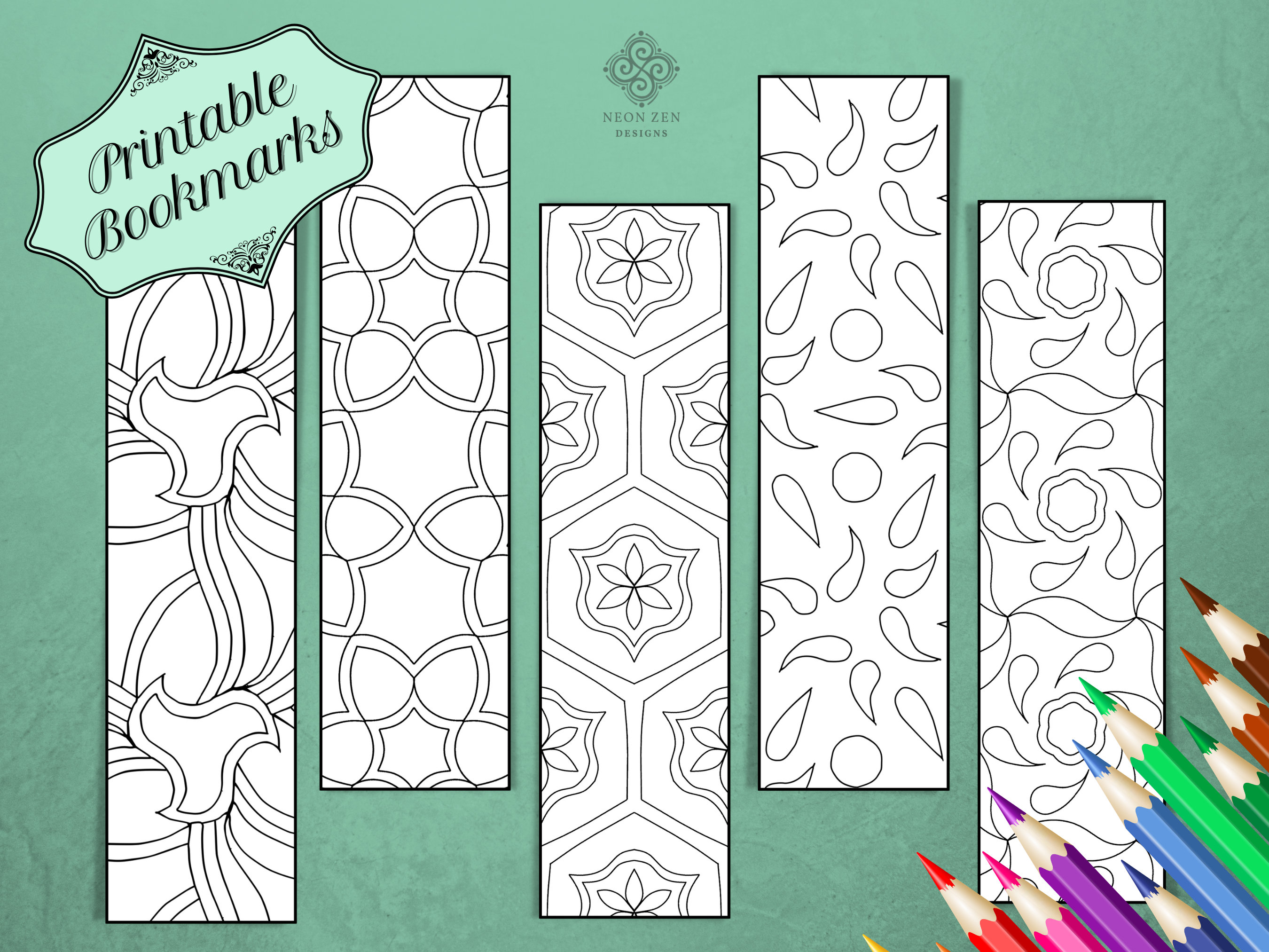 printable colouring bookmarks set of 5 diy printable etsy