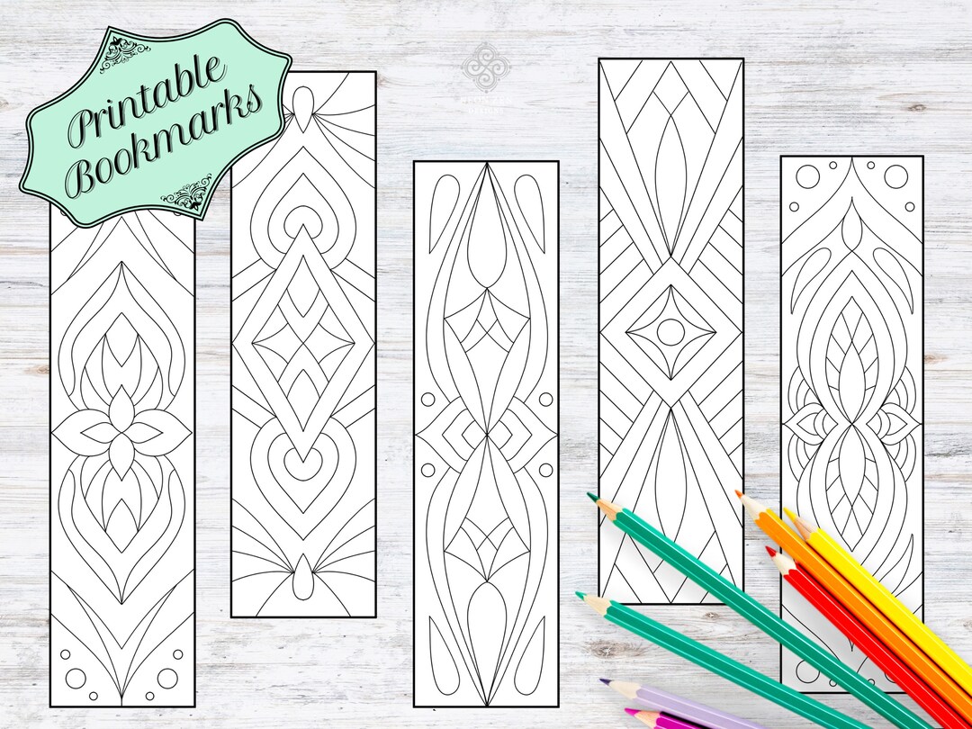PRINTABLE 5 Mandala Colouring Bookmarks, DIY Printable Bookmark Set