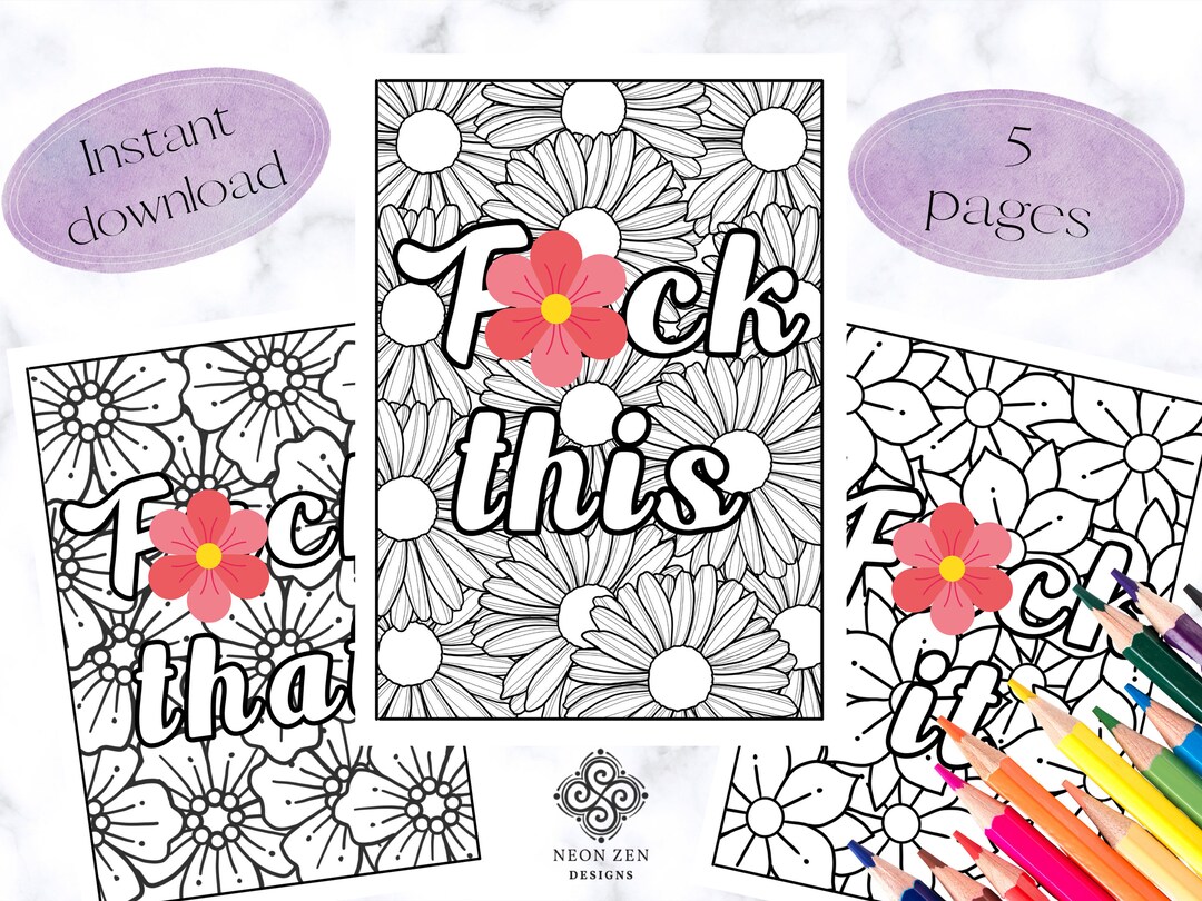 PRINTABLE Swear Word Colouring Pages, Adult Curse Word Colouring Book
