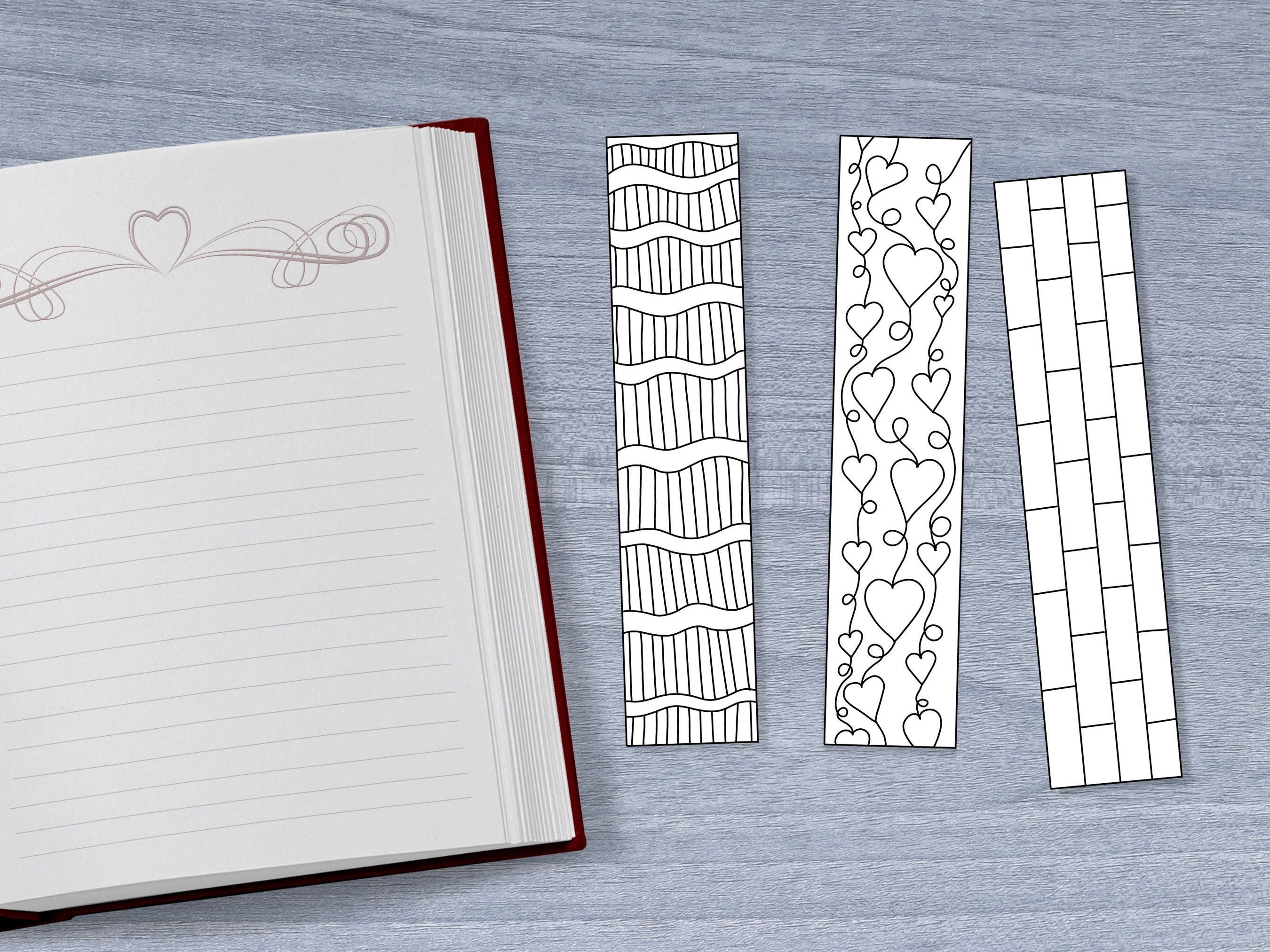 PRINTABLE DIY Doodle Colouring Bookmarks, 5 Designs Adult Colouring ...