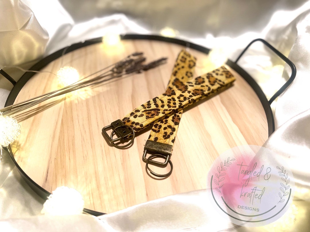 Leopard/ Cheetah Print Keychain/ Key Fob Keychain/ Wristlet Keychain ...