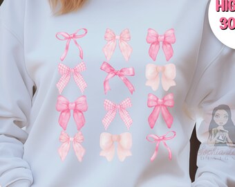 Coquette Pink Bow PNG: Preppy Clipart Design (Digital Download)