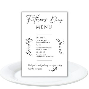 Custom Fathers Day Menu Template Editable Printable Canva Template