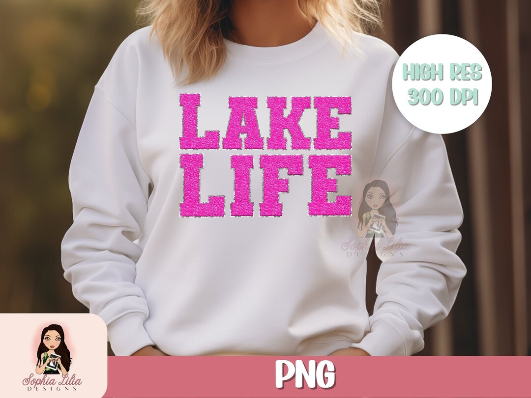 Lake Life PNG: Pink Chenille Patch Embroidery Design (digital Download ...