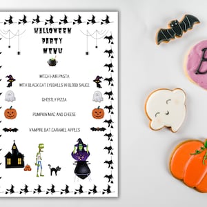 Halloween party menu template, editable and printable, Halloween themed, diy Canva, instant download