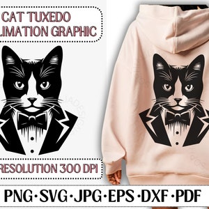 Cat tuxedo svg, cat wearing tuxedo png, funny cat shirt jpg, pdf, dxf, eps, digital download