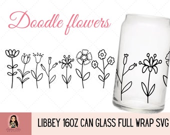 Bicchiere da birra Wildflower in formato SVG: involucro Libbey da 16 once (download digitale)