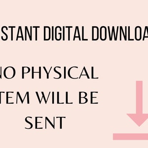 May include: Instant digital download. No physical item will be sent. Pink arrow pointing down to a pink line.