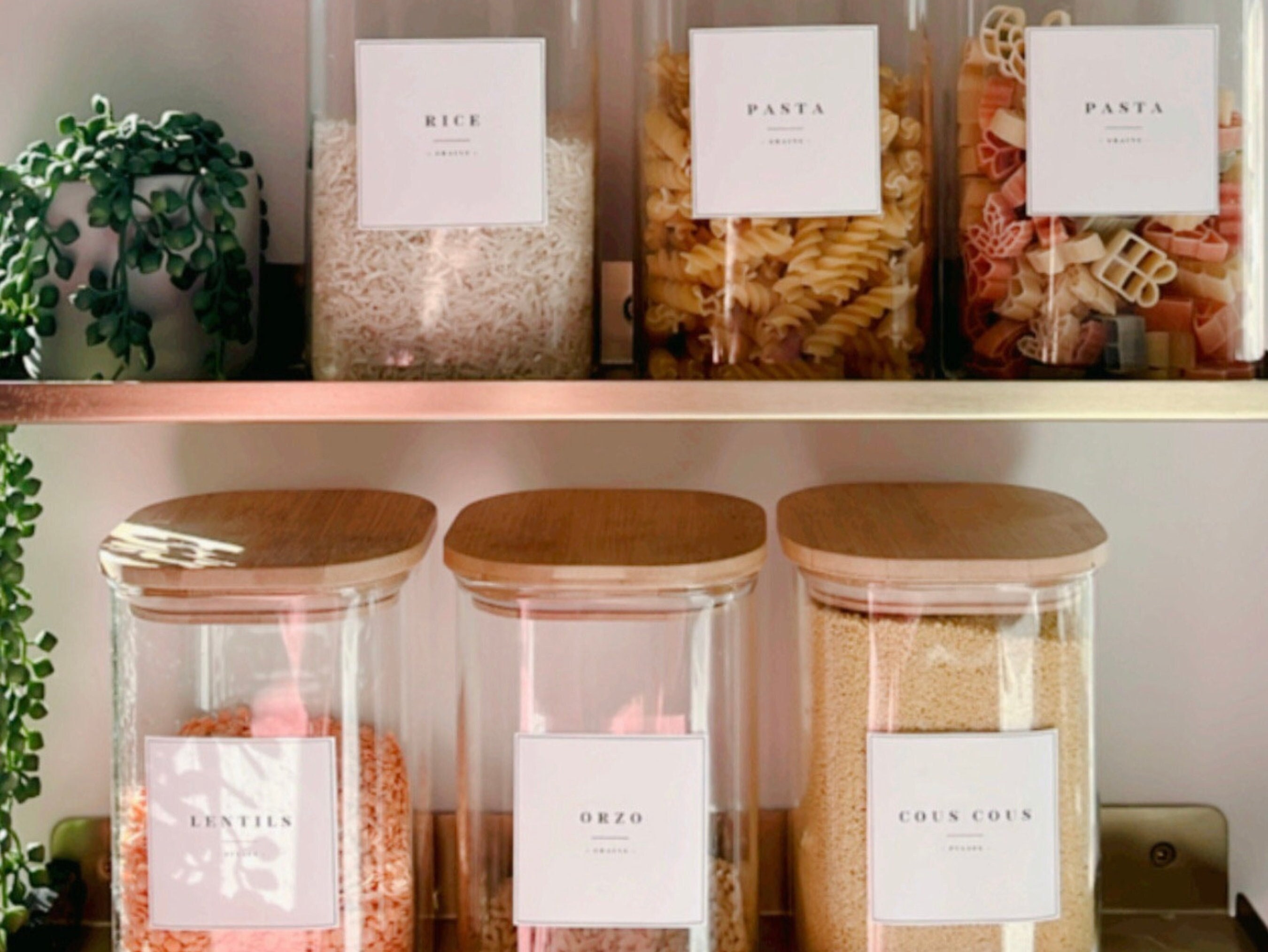 Pantry Jar Labels Templates, Minimalist Kitchen Organisation, Various Size Editable and