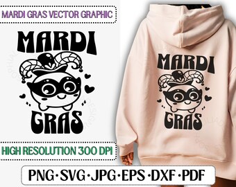 Mardi Gras Cartoon Mascot (svg, png, eps, dxf, pdf) (Digital Download)