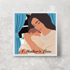 Mom&#39;s Treasure, Baby Hand Drawn Illustration, New Mom Art Print, Motherhood Graphic, Mother’s Day Gift, Instant Download