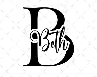 Custom SVG Initial Name, Split Monogram png, Personalised Cricut cut file, Ai, Jpg, pdf digital download