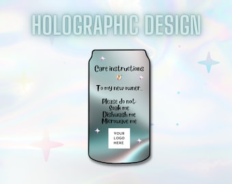 Modèle de carte d'entretien pour canettes en verre : PNG holographique (téléchargement instantané)
