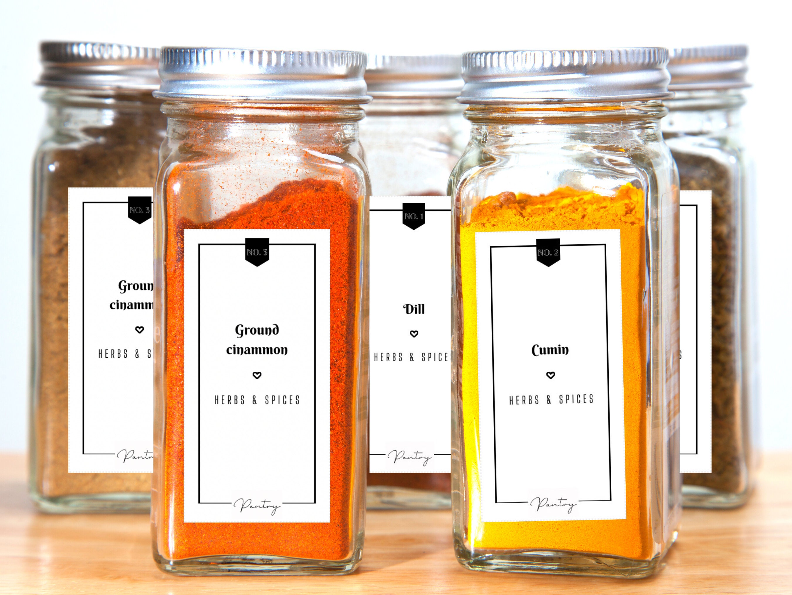 Pantry Jar Labels Templates, Minimalist Kitchen Organisation, Various Size Editable and