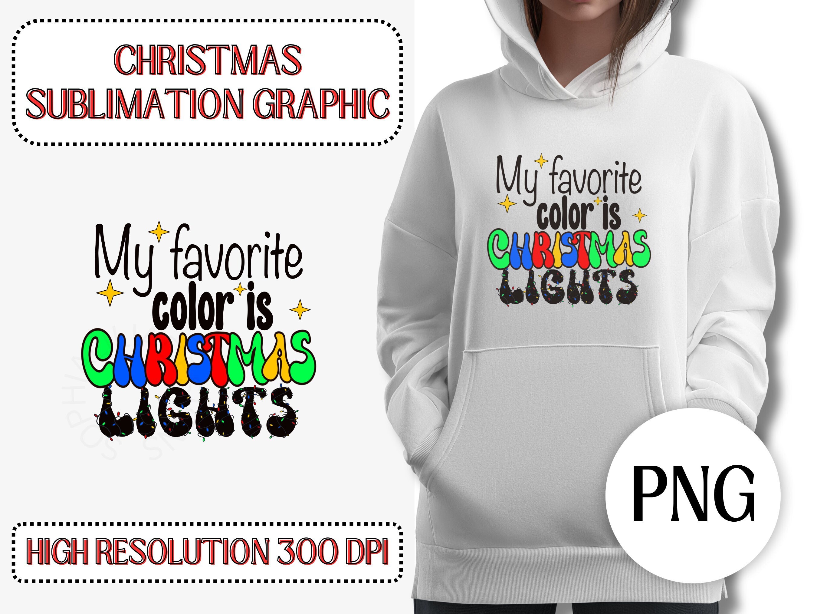 My favorite color is Christmas lights png, Retro Christmas tshirt design, Christmas Sublimation, Retro Christmas PNG