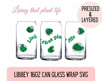 Beer Can Glass Svg Monstera Leaf Svg Files for Cricut Botanical Libbey ...