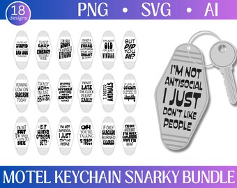 Snarky Motel Keychain svg Bundle, Sarcastic funny motel keychain png, Adult humor svg, Funny vintage keychain svg, AI