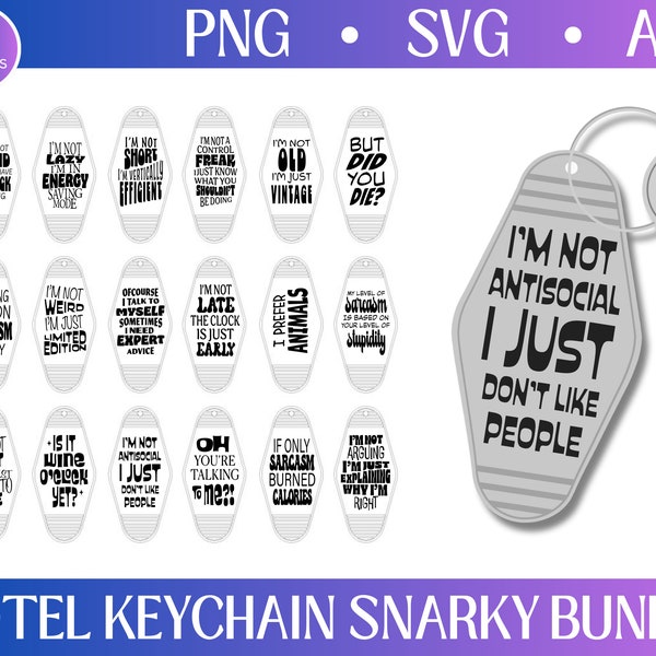 Snarky Motel Keychain svg Bundle, Sarcastic funny motel keychain png, Adult humor svg, Funny vintage keychain svg, AI