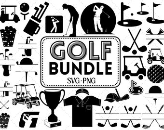 Golf SVG Bundle: Monogram Name Frame, Golf Club & Ball (Digital Download)