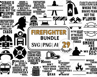 Firefighter Svg bundle, Fireman png, split monogram, Firefighter Silhouette clipart, Firefighter Cut Files, AI file, digital download