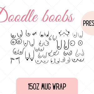 Doodle Boobs 15oz Mug Wrap: Seamless PNG, SVG (Digital Download) image 3