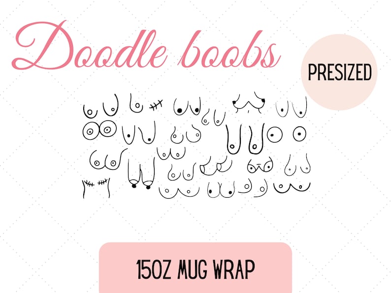 Doodle Boobs 15oz Mug Wrap: Seamless PNG, SVG (Digital Download) image 3