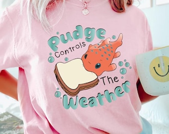 Camiseta vintage retro de Disney: Pudge controla el clima, Lilo y Stitch de Disney, Disneyland, Magic Kingdom y Stitch de Pudge.