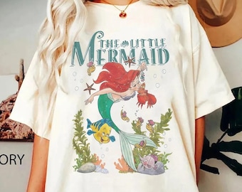 Maglietta retrò vintage Ariel La Sirenetta, Maglietta Ariel Sirena, Maglietta Principessa Disney, Maglietta retrò vintage Ariel, Maglietta Ariel Flounder
