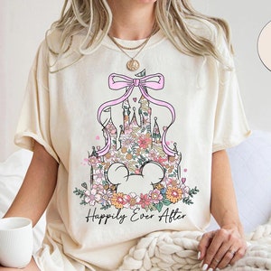 Vintage Disney Floral Coquette Bow Castle Shirt, Happiest Place On Earth Shirt, Magic Kingdom Shirt, Disney Coquette Shirt, Magic Castle Tee