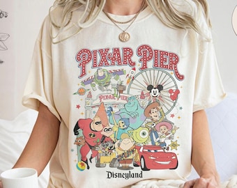 Camiseta del muelle de Disneyland Pixar, camiseta del Disneyland Pixar Fest 2024, nos vemos en el muelle de Pixar, personajes de Disney Pixar, camiseta de viaje a Disneyland