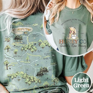 Chemise recto-verso Winnie l'ourson Honey Co, chemise de carte en bois de cent acres, chemise ourson vintage, chemise couleur confort