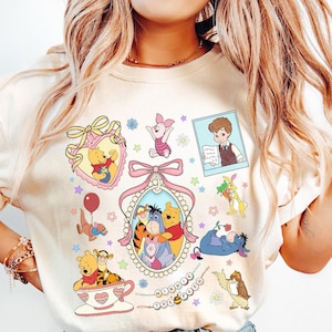 Vintage Retro Winnie The Pooh Coquette Bow Shirt, Disney Coquette Shirt, Disney Pooh Bear Shirt
