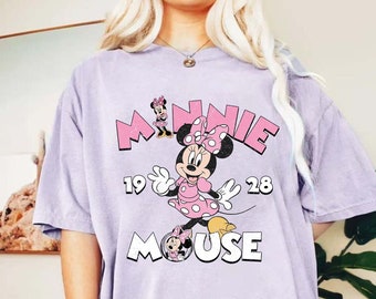 Camicia vintage Minnie Mouse, Minnie est 1928, Camicia Disney, Camicia Disneyland, Camicia Disney vintage, Camicia Disney World, Camicia a colori Comfort