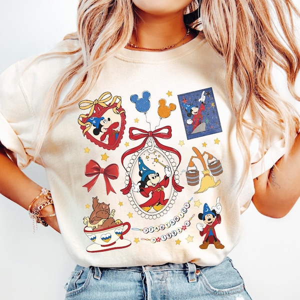 Vintage Mickey Fantasia Shirt, Retro Disney Comfort Colors Tee, Sorcerer Mickey Mouse T-Shirt, Magic Kingdom Gift