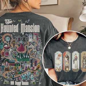 chemise vintage rétro The Haunted Mansion Map, Chemise Stretching Room, The Haunted Mansion 1969, Chemise Disneyland Halloween