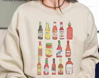 Vintage Hot Sauce Sweatshirt, Hot Sauce Hoodie, Hot Sauce Crewneck, Spicy Sweatshirt, Pickle Sweatshirt, Pickle Lovers Gift