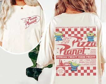 Two-sided Pizza Planet Toy Story Shirt, Disney Toy Story Aliens Comfort Colors Shirt, Pizza Planet Tee, Toy Story Family Shirts