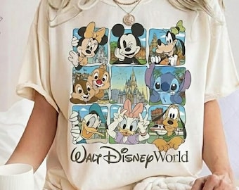 Camiseta retro de colores cómodos de Walt Disneyworld, camiseta vintage de Disneyworld, camiseta de Mickey y sus amigos, camiseta retro de Disney, camiseta de viaje a Disney 2026