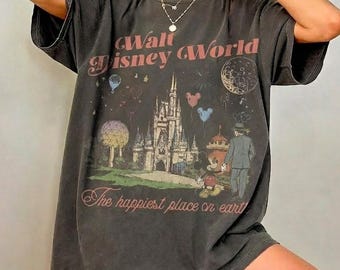 Vintage Comfort Color Disney Happiest Place on Earth Shirt, Mickey And Walt Disney Shirt, Disney 2026 Trip, Disneyworld Shirt, Disney Shirt