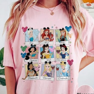 Vintage Disney Prinzessinnen Comfort Color Shirt, Prinzessinnen Polaroid Shirt, Micky Ballon, Disneys Trip Shirt, Disney Belle, Cinderella, Rapunzel