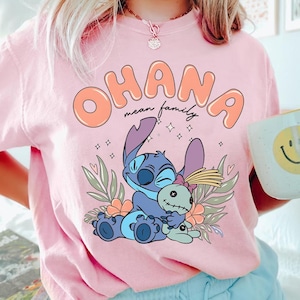 Magliette Stitch Ohana Means Family, Magliette Stitch Family, Magliette Disney Stitch, Magliette Disneyworld, Maglietta Disney Ohana, Maglietta Lilo e Stitch