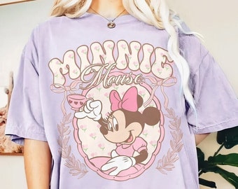 Vintage Minnie Mouse Pink Tea Shirt, Minnie est 1928 Shirt, Girl Birthday Gifts, Disneyland Shirt, Disney World Shirt, Comfort Color Shirt