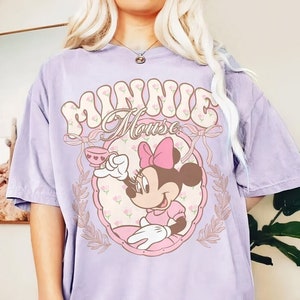 Vintage Minnie Mouse Pink Tea Shirt, Minnie est 1928 Shirt, Girl Birthday Gifts, Disneyland Shirt, Disney World Shirt, Comfort Color Shirt
