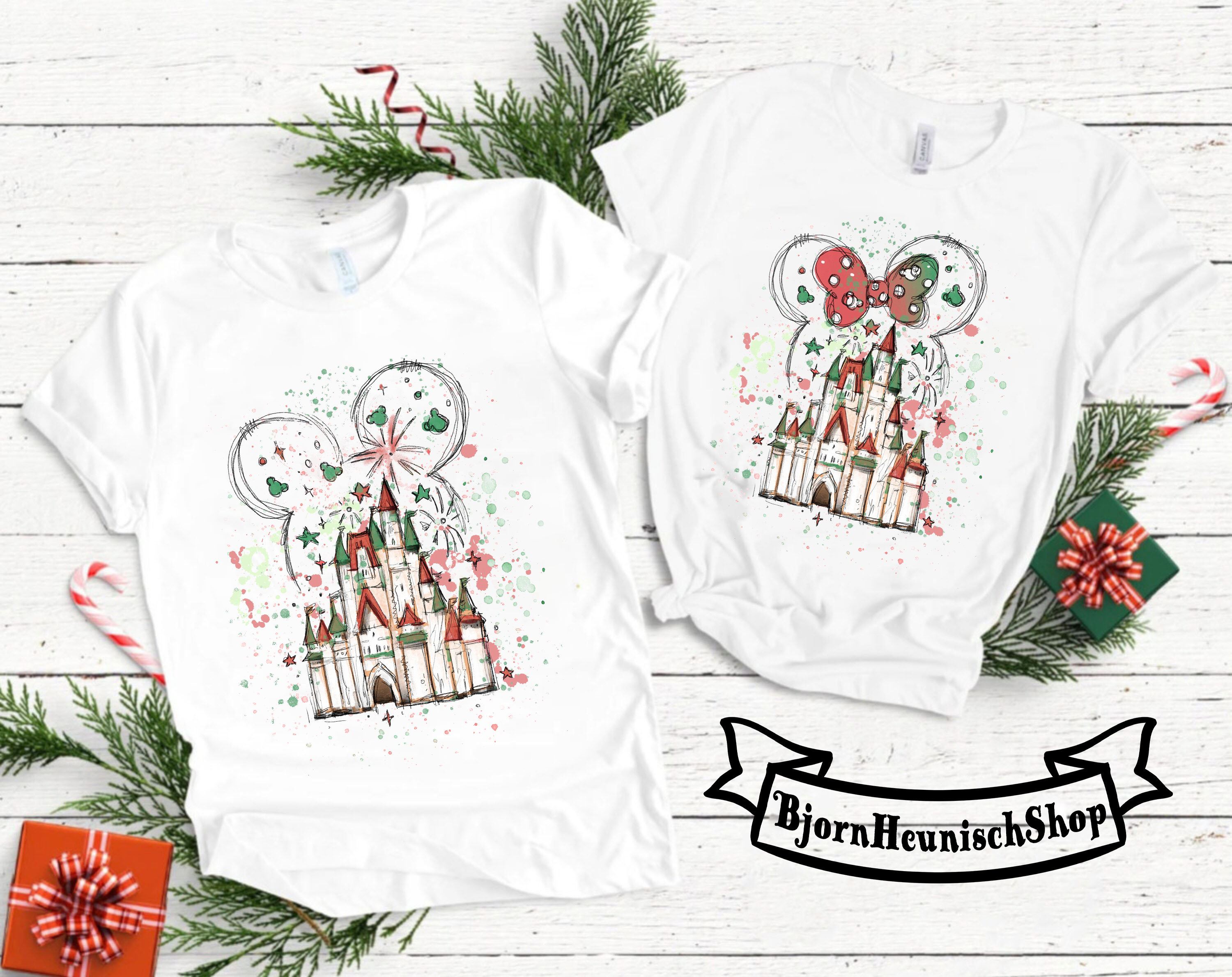 Discover Disney Aquarell Schloss, Disney Christmas Castle T-Shirt