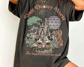Vintage Comfort Colors WDW Shirt, Mickey Minnie The Happiest Place on Earth Shirt, Disneyland Shirt, Disney Family Tee