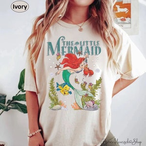Retro Die kleine Meerjungfrau Komfortfarbe Shirt, Ariel Shirt, Ariel Meerjungfrau Shirt, die kleine Meerjungfrau Familien Shirts, die kleine Meerjungfrau Flunder